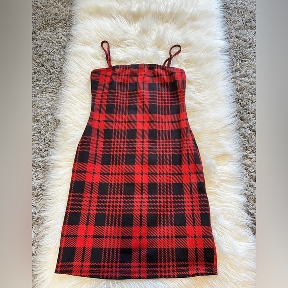 Red & Black Plaid Mini Dress - Picture 1 of 1